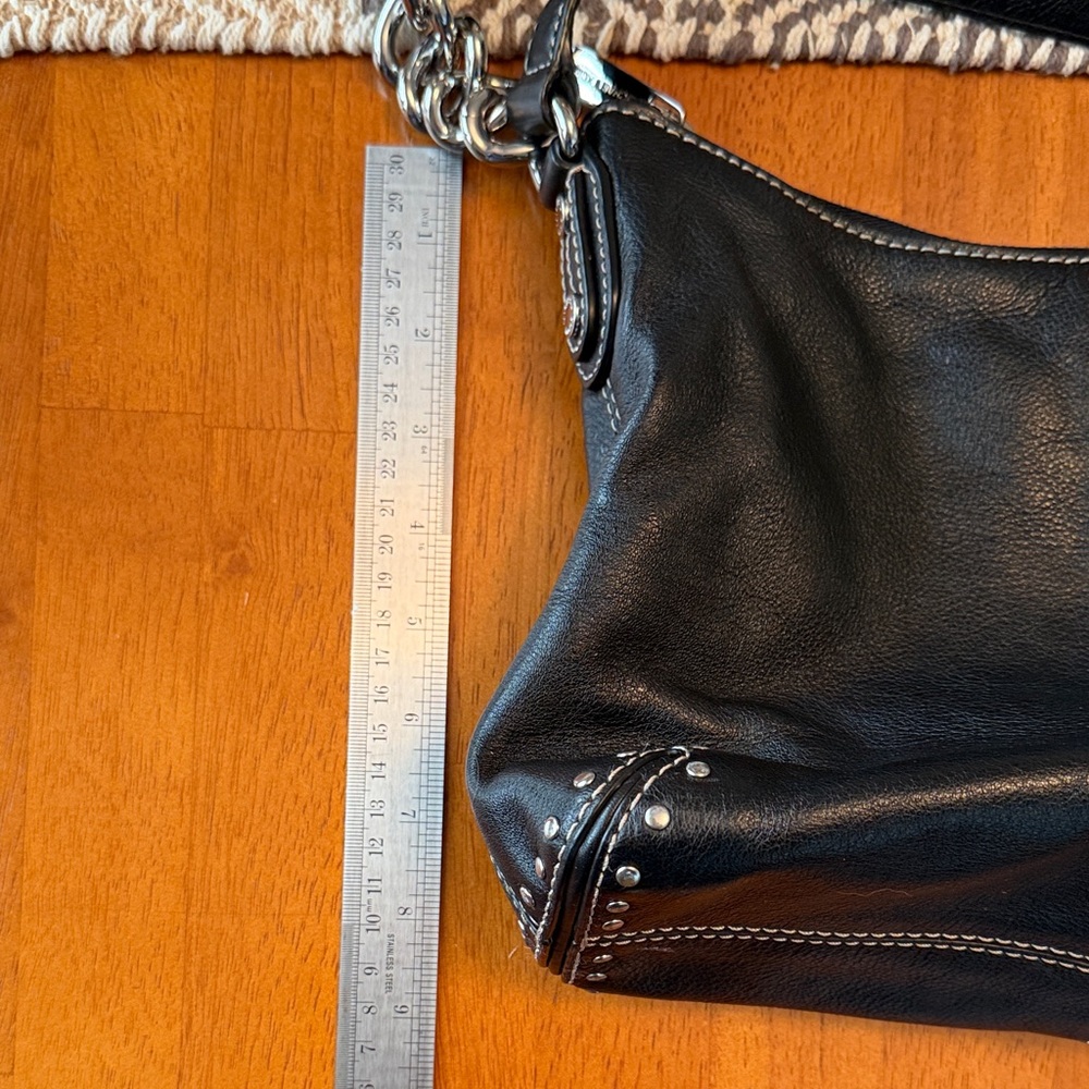 Michael Kors Black Leather Studded Shoulder Bag - Picture 10 of 10